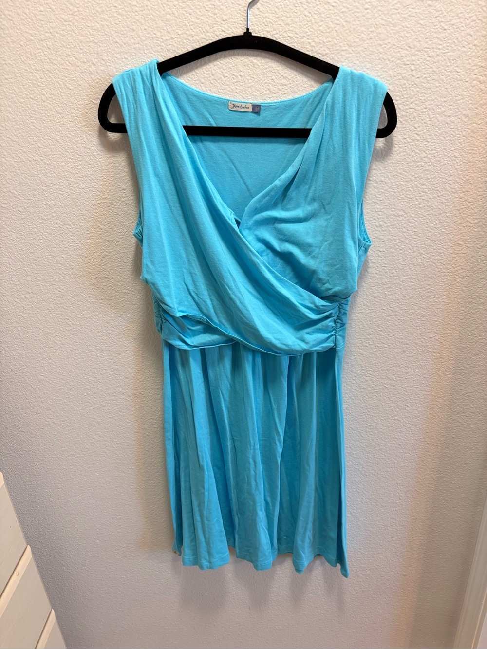 Blue Sleeveless Wrap-Style Women's Dress